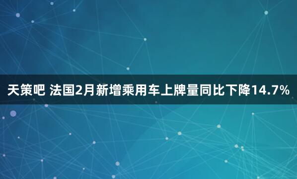 天策吧 法国2月新增乘用车上牌量同比下降14.7%